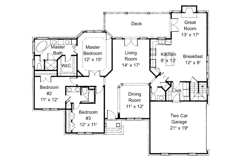 Home Plan - Floor Plan - Main Floor for Country House Plan #429-25 - 3 bed, 2.5 bath