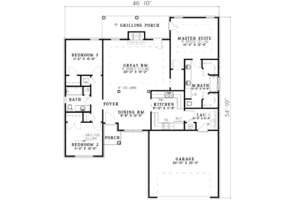 Traditional Style House Plan - 3 Beds 2 Baths 1485 Sq/Ft Plan #17-1092 ...