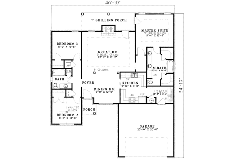 Traditional Style House Plan - 3 Beds 2 Baths 1485 Sq/Ft Plan #17-1092 ...