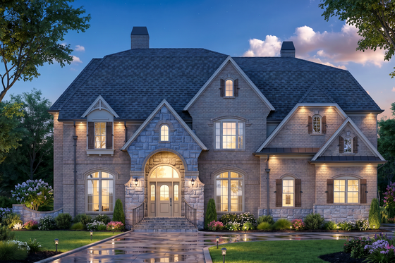 Exterior - Front Elevation 4 for Traditional House Plan #54-704 - 5 bed, 4 bath