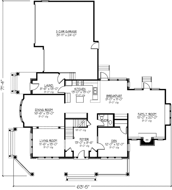 House Plan Design - Classical Floor Plan - Main Floor Plan #978-1