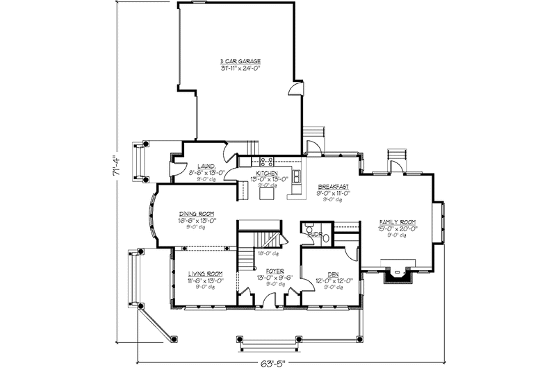 Dream House Plan - Floor Plan - Main Floor for Classical House Plan #978-1 - 4 bed, 2.5 bath