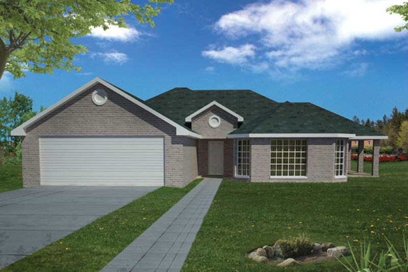 House Blueprint - Exterior - Front Elevation 3 for Ranch House Plan #1061-11 - 3 bed, 2 bath