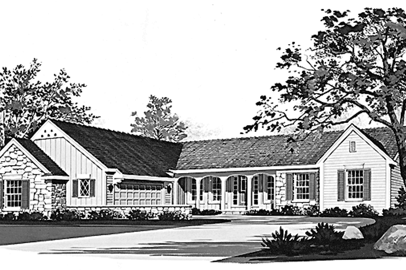 House Blueprint - Country Exterior - Front Elevation Plan #72-778