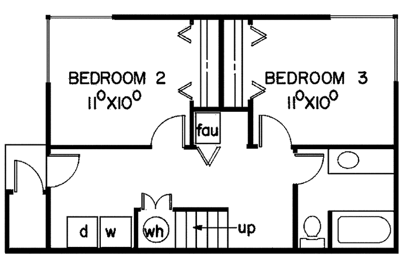 Home Plan - Floor Plan - Upper Floor for Contemporary House Plan #60-759 - 3 bed, 2 bath