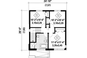 Floor Plan - Upper Floor for Contemporary House Plan #25-4439 - 3 bed, 1 bath