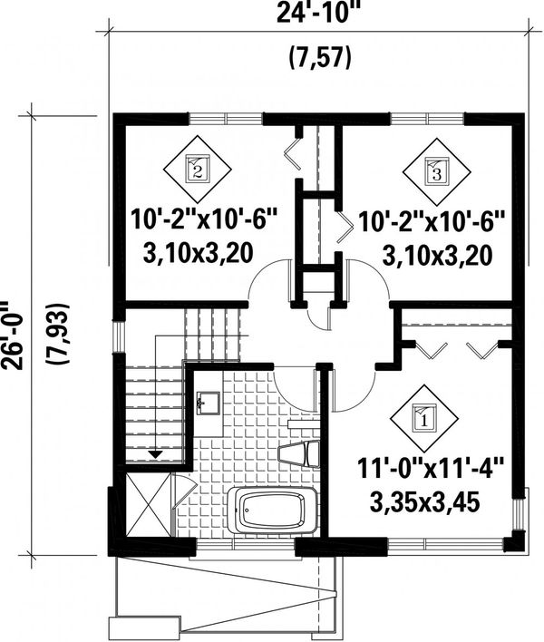 Contemporary Floor Plan - Upper Floor Plan #25-4439