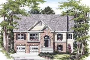 Exterior - Front Elevation 3 for Colonial House Plan #927-460 - 3 bed, 2 bath
