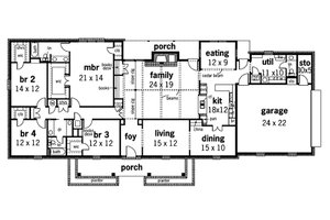 Floor Plan - Main Floor for Ranch House Plan #45-153 - 4 bed, 2.5 bath