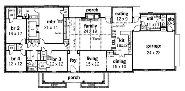 Architectural House Design - Ranch Floor Plan - Main Floor Plan #45-153