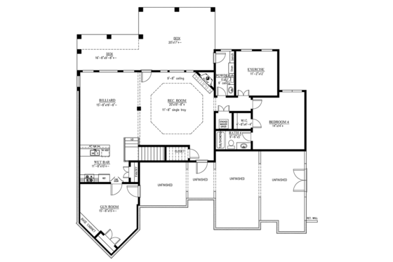 Floor Plan - Lower Floor for Ranch House Plan #437-71 - 4 bed, 4 bath