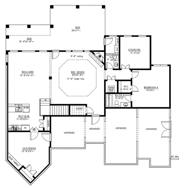 Ranch Floor Plan - Lower Floor Plan #437-71
