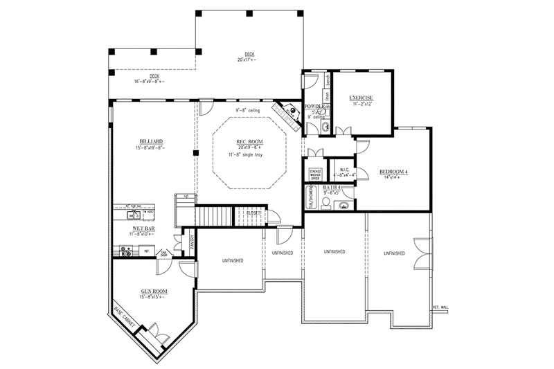 Dream House Plan - Floor Plan - Lower Floor for Ranch House Plan #437-71 - 4 bed, 4 bath
