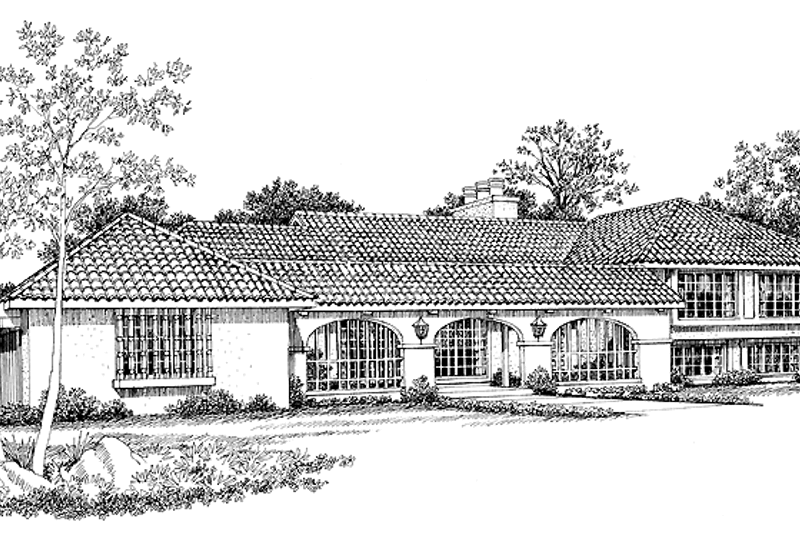 House Blueprint - Adobe / Southwestern Exterior - Front Elevation Plan #72-751