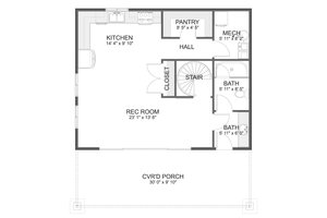 Floor Plan - Main Floor for Farmhouse House Plan #1060-332, 1 bath