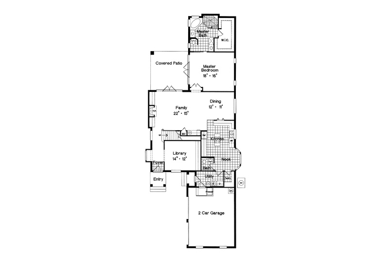 House Blueprint - Floor Plan - Main Floor for Mediterranean House Plan #417-738 - 3 bed, 2.5 bath