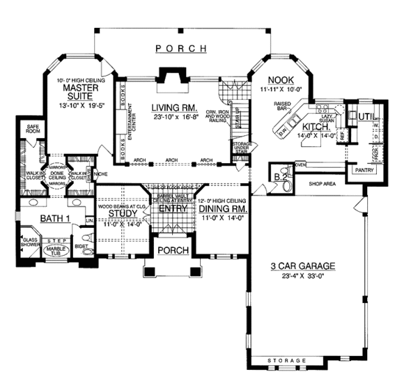 Architectural House Design - Country Floor Plan - Main Floor Plan #40-492