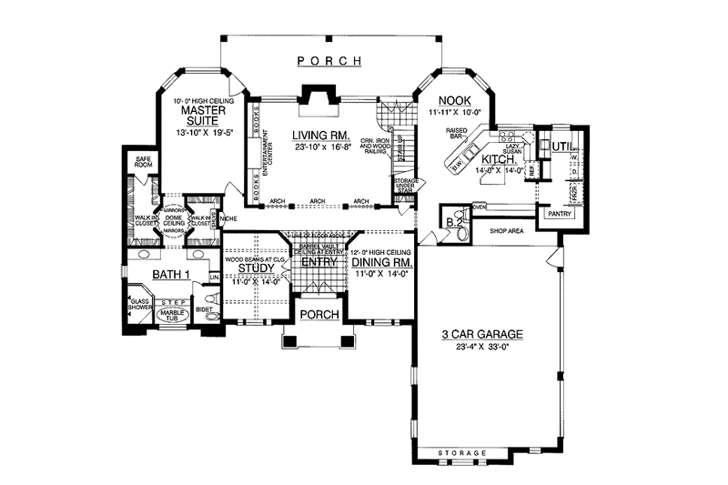 Home Plan - Floor Plan - Main Floor for Country House Plan #40-492 - 3 bed, 3.5 bath