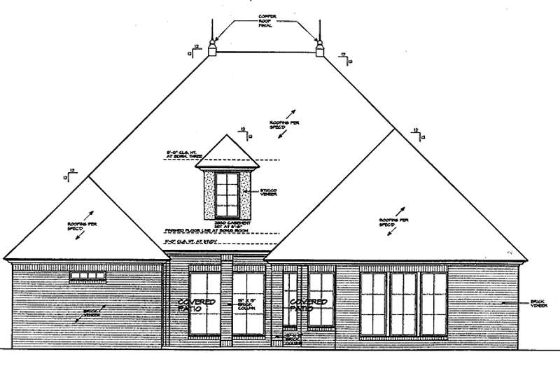 Home Plan - Exterior - Rear Elevation for Classical House Plan #310-1200 - 3 bed, 3 bath