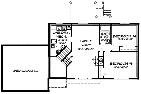House Design - Traditional Floor Plan - Lower Floor Plan #980-6