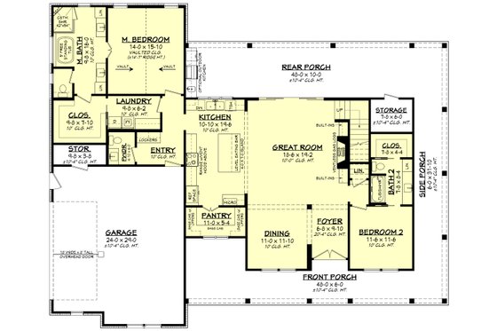 Floor Plan - Main Floor for Farmhouse House Plan #430-341 - 4 bed, 3.5 bath