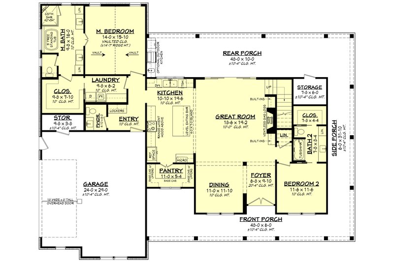 House Blueprint - Floor Plan - Main Floor for Farmhouse House Plan #430-341 - 4 bed, 3.5 bath