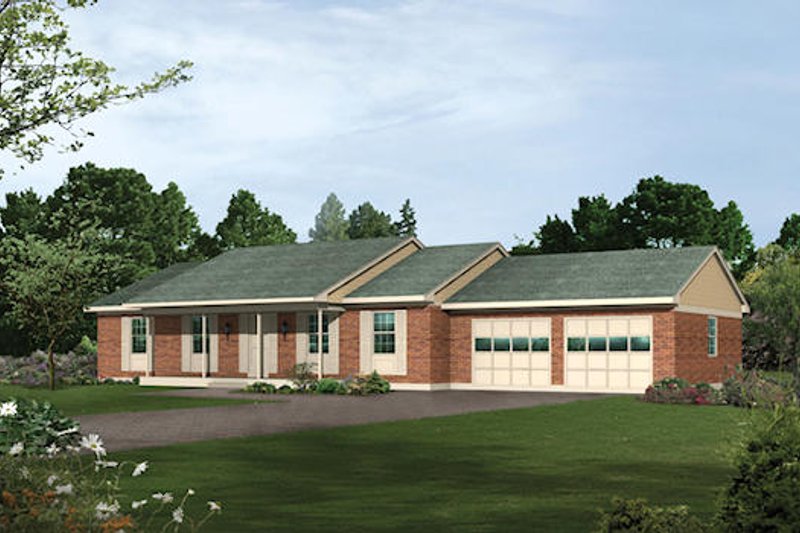 Ranch Style House Plan - 3 Beds 2 Baths 1400 Sq/Ft Plan #57-158