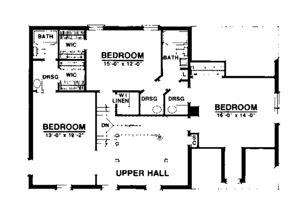 Architectural House Design - Colonial Floor Plan - Upper Floor Plan #1016-29