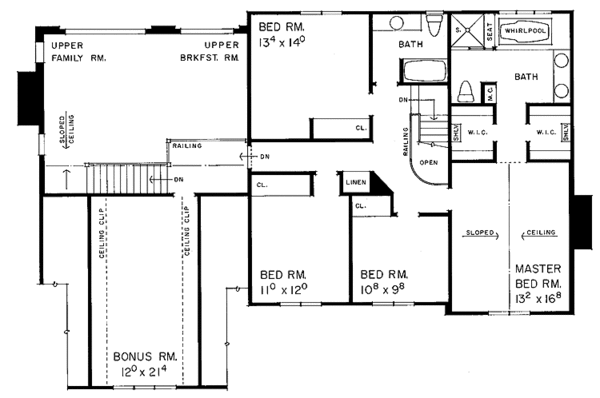 House Blueprint - European Floor Plan - Upper Floor Plan #72-989