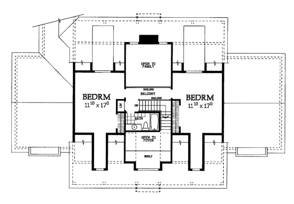 House Blueprint - Country Floor Plan - Upper Floor Plan #72-1007
