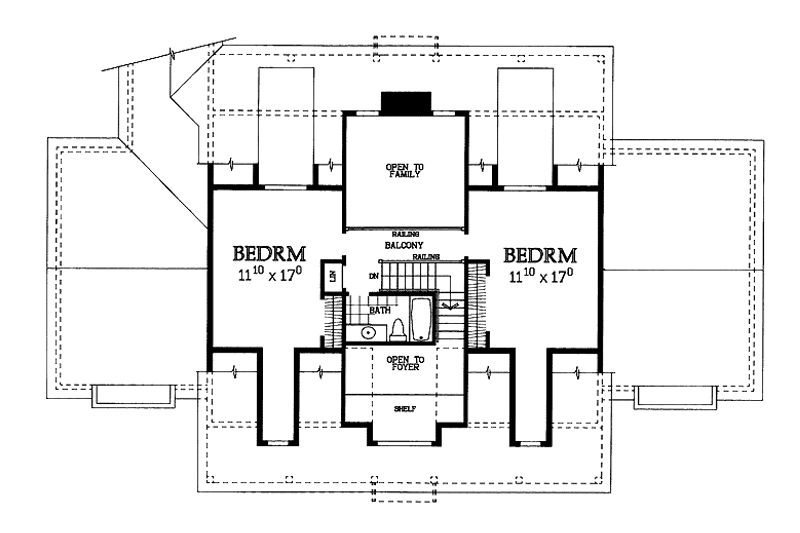 Architectural House Design - Floor Plan - Upper Floor for Country House Plan #72-1007 - 4 bed, 3.5 bath