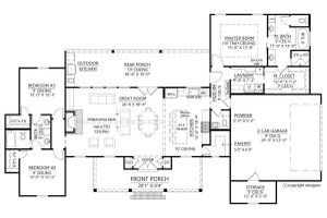 Floor Plan - Main Floor for Farmhouse House Plan #1074-10 - 3 bed, 2.5 bath