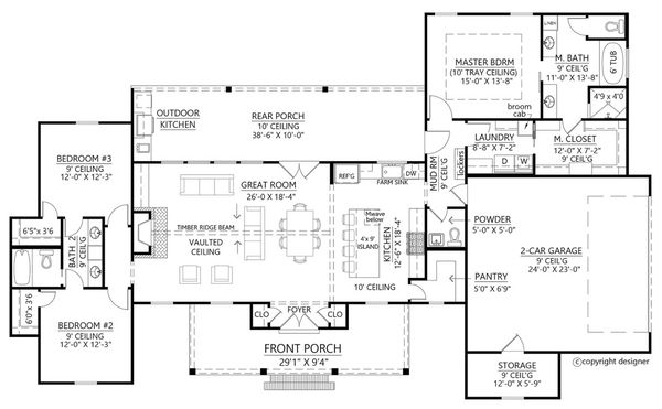 Dream House Plan - Farmhouse Floor Plan - Main Floor Plan #1074-10