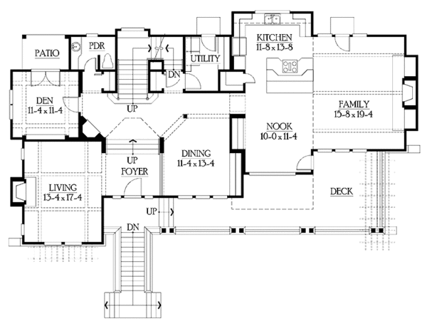 Architectural House Design - Craftsman Floor Plan - Main Floor Plan #132-469