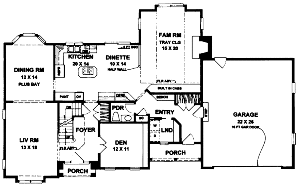 Architectural House Design - Colonial Floor Plan - Main Floor Plan #328-186
