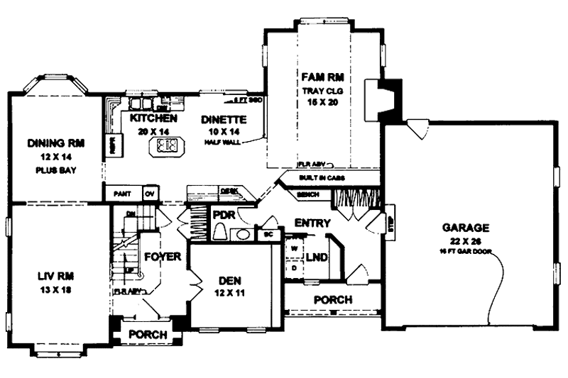 House Blueprint - Floor Plan - Main Floor for Colonial House Plan #328-186 - 4 bed, 2.5 bath