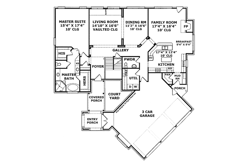 Dream House Plan - Floor Plan - Main Floor for European House Plan #952-205 - 4 bed, 3.5 bath