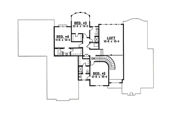 Floor Plan - Upper Floor for Traditional House Plan #67-822 - 4 bed, 4 bath