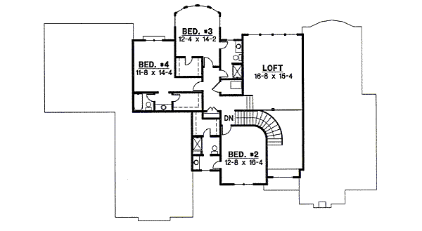 Traditional Floor Plan - Upper Floor Plan #67-822