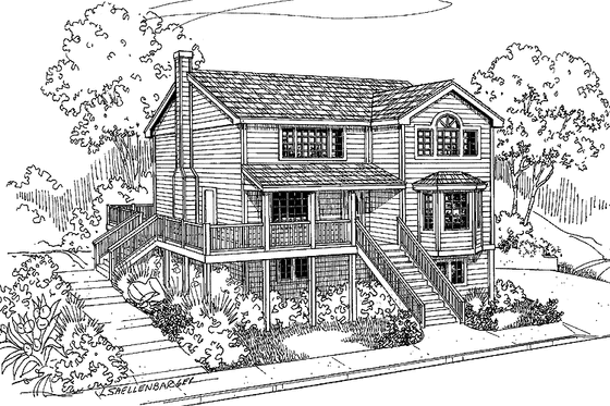 Exterior - Front Elevation 3 for Traditional House Plan #60-1009 - 3 bed, 2.5 bath