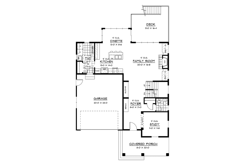 Home Plan - Floor Plan - Main Floor for European House Plan #51-625 - 3 bed, 2.5 bath