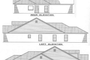 Exterior - Rear Elevation for Traditional House Plan #17-196 - 3 bed, 2 bath