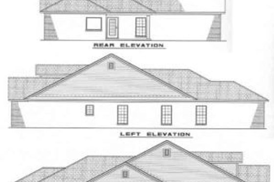 Exterior - Rear Elevation for Traditional House Plan #17-196 - 3 bed, 2 bath