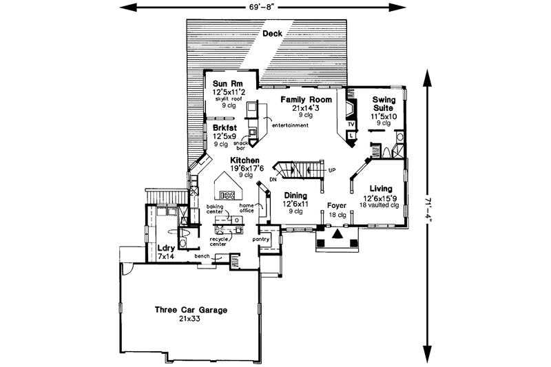 Architectural House Design - Floor Plan - Main Floor for Traditional House Plan #320-1059 - 5 bed, 3.5 bath