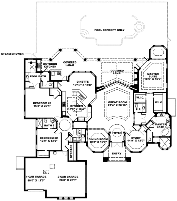 Dream House Plan - Mediterranean Floor Plan - Main Floor Plan #1017-146