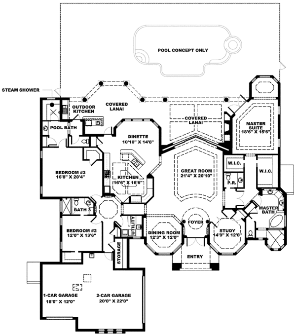 Home Plan - Mediterranean Floor Plan - Main Floor Plan #1017-146