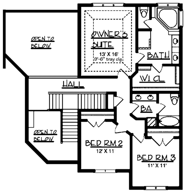 Architectural House Design - Country Floor Plan - Upper Floor Plan #320-1480