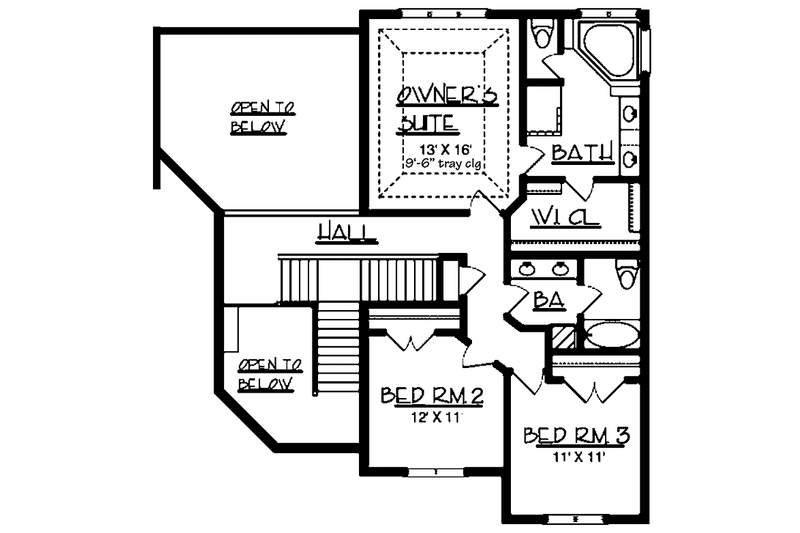 Dream House Plan - Floor Plan - Upper Floor for Country House Plan #320-1480 - 3 bed, 2.5 bath