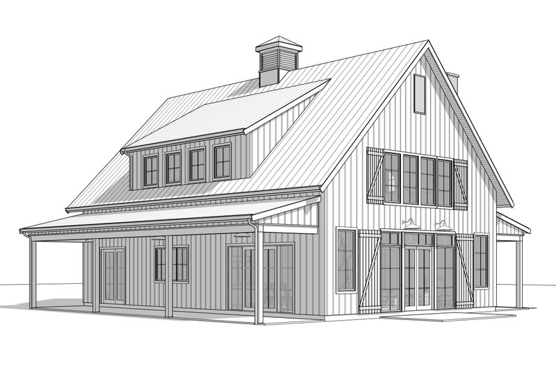 House Blueprint - Exterior - Front Elevation 4 for Barndominium House Plan #1114-72 - 4 bed, 2.5 bath