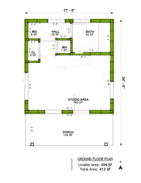 Home Plan - Floor Plan - Main Floor for Ranch House Plan #1106-83, 1 bath